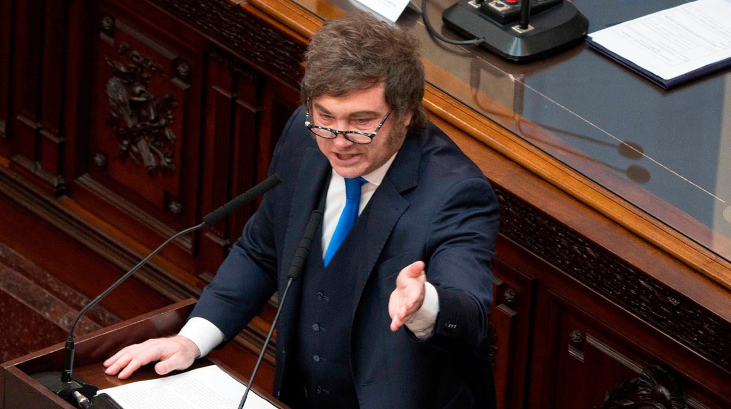 El presidente Javier Milei en la apertura de sesiones ordinarias en el Congreso (Foto: NA).