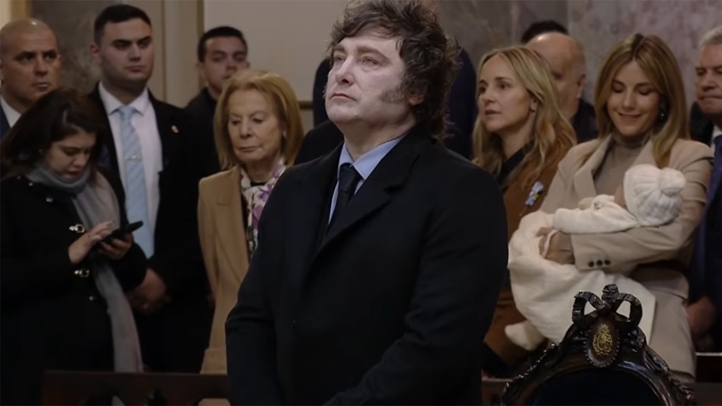 El presidente Javier Milei en la Catedral Metropolitana, por el Tedeum del 9 de Julio. (Foto: captura Presidencia)