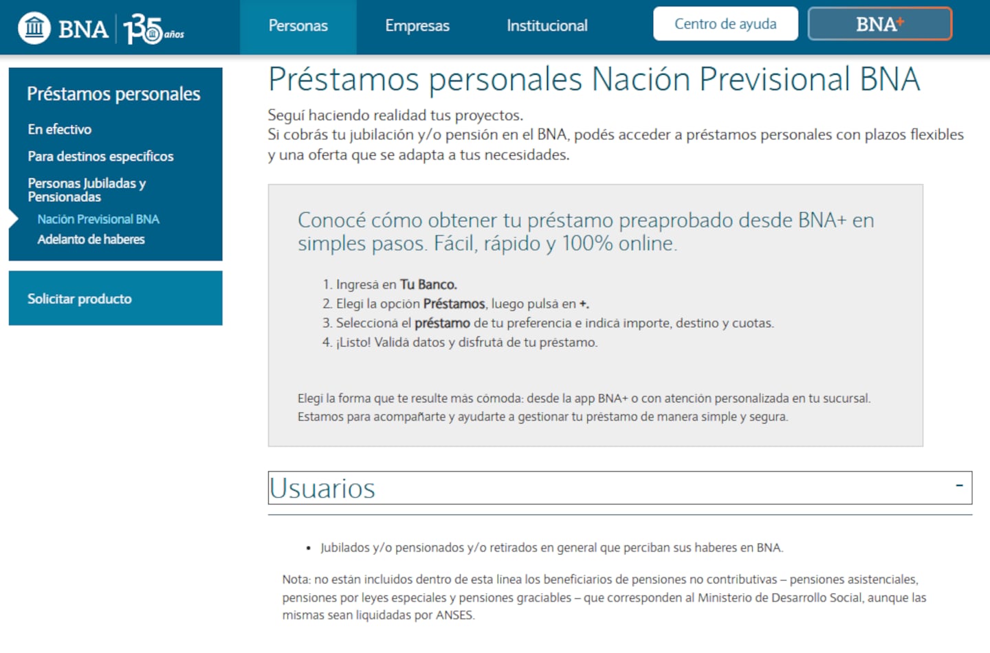 De esta manera es el préstamo del Banco Nación (Foto: BNA).