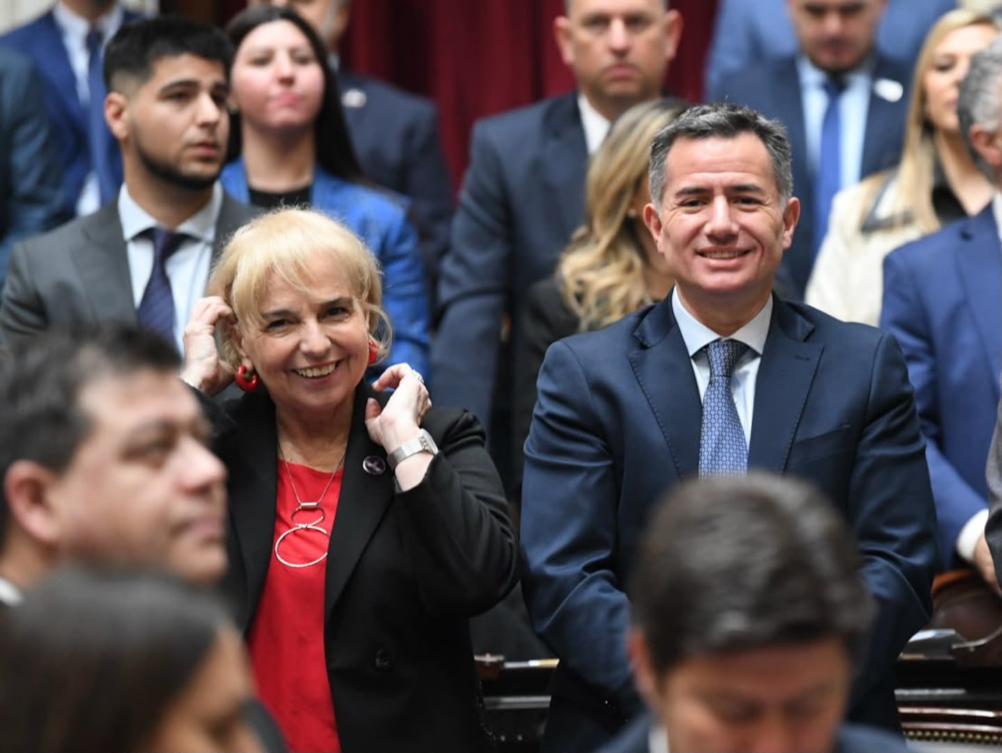 Los diputados libertarios Silvana Giudici y Gabriel Bornoroni, tras la aprobación de la Reforma del BCRA. (Foto: Cámara de Diputados).